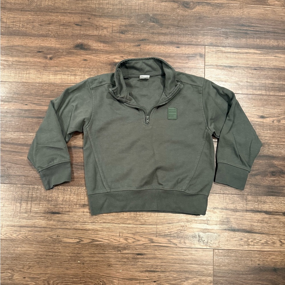 Zara Kids Olive Half-Zip Sweatshirt